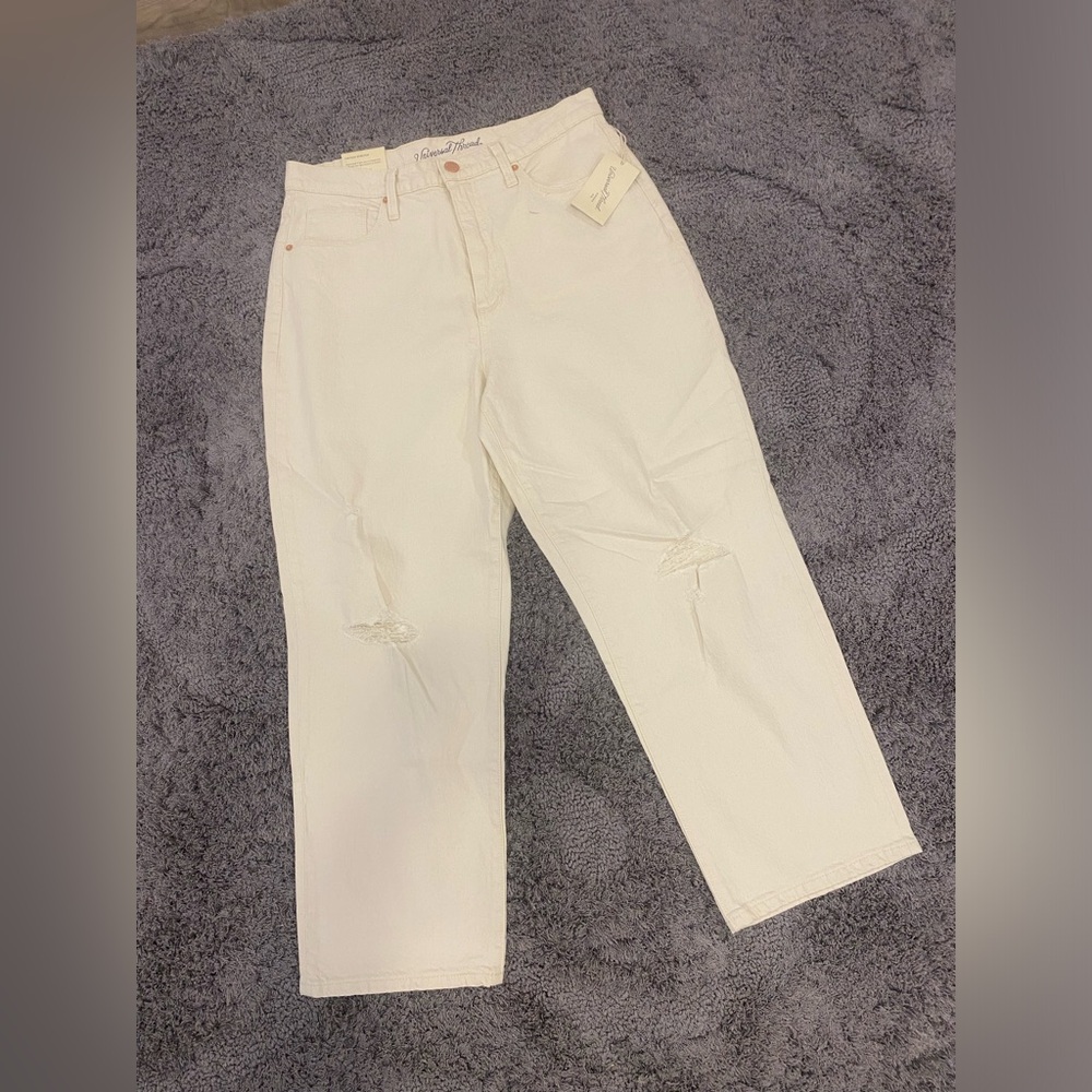 Universal Thread Cream High-Rise Boyfriend Jeans-Has ink spot